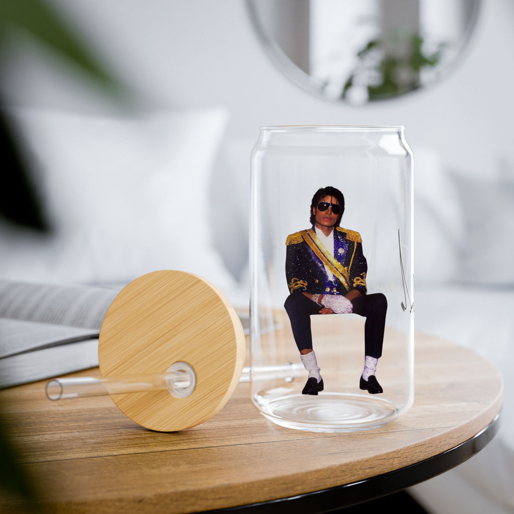 King of Pop Autograph Sipper Glass, 16oz Retro 80s Pop Icon Tumbler | MJ Fan Gift | Aesthetic Drinkware
