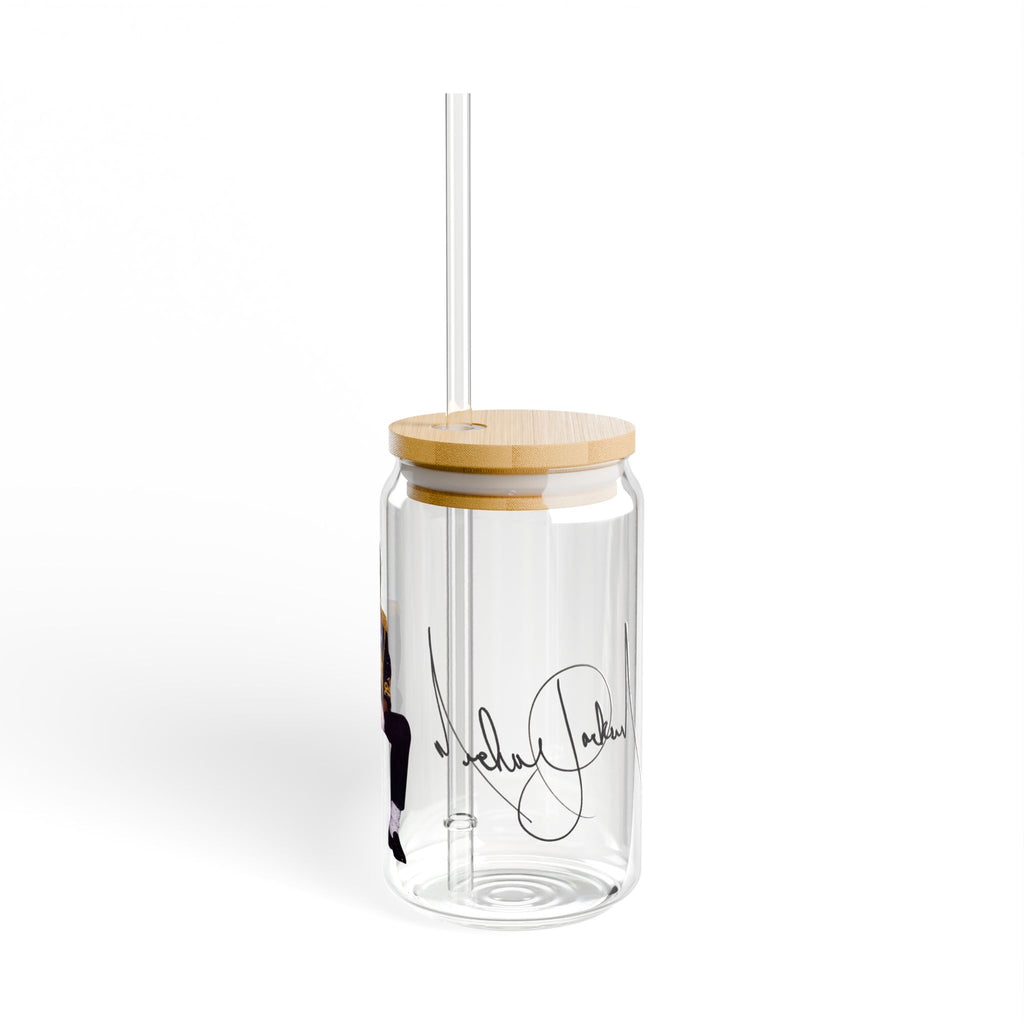 King of Pop Autograph Sipper Glass, 16oz Retro 80s Pop Icon Tumbler | MJ Fan Gift | Aesthetic Drinkware