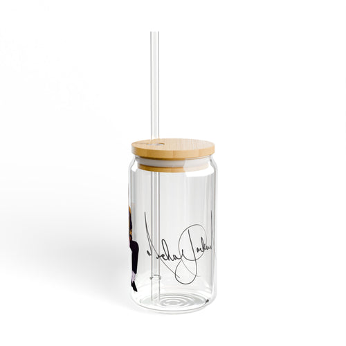 King of Pop Autograph Sipper Glass, 16oz Retro 80s Pop Icon Tumbler | MJ Fan Gift | Aesthetic Drinkware